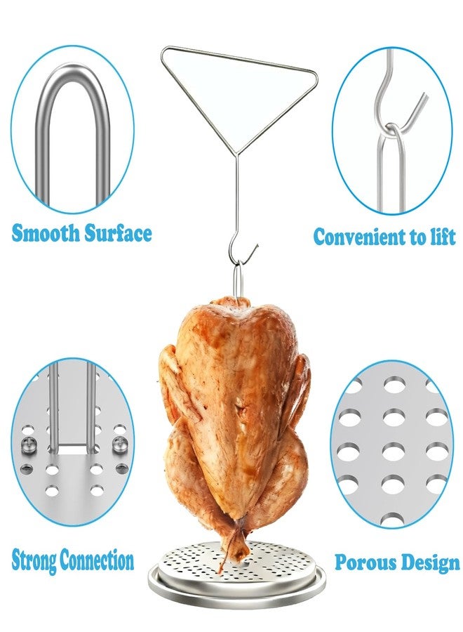 TAILGRILLER Perforated Turkey Chicken Poultry Deep Fryer Accessory Kit with Wire Handle Lifter Hook Vertical Roaster Holder Base - Image 5